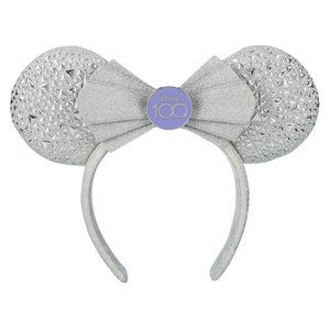 DISNEY 100 ANNIVERSARY PLATINIUM MINNIE MOUSE EAR HEADBAND CAST MEMBER EXCLUSIVE